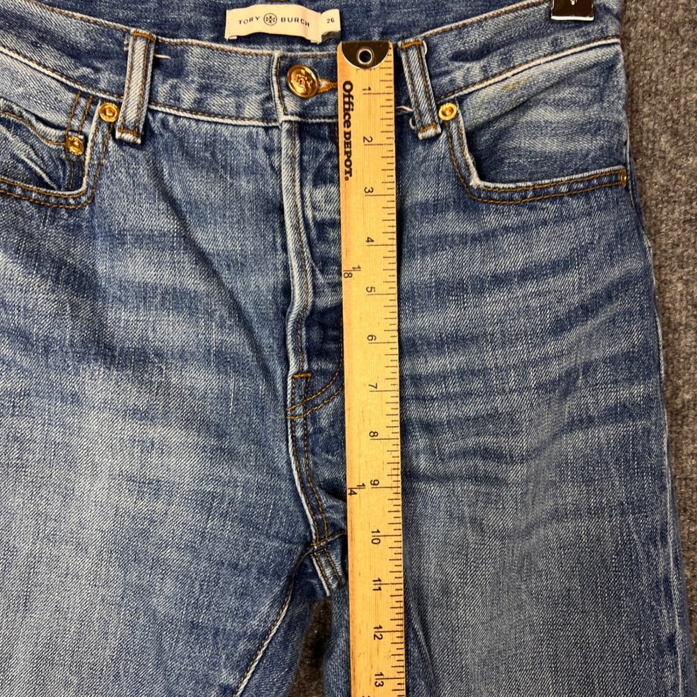 Tory Burch Button fly High Rise Straight Leg‎ Jeans Medium Wash Size 26 - Picture 7 of 11
